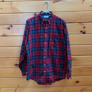 LL Bean Long Sleeve Plaid Flannel Shirt, Men's M Tall